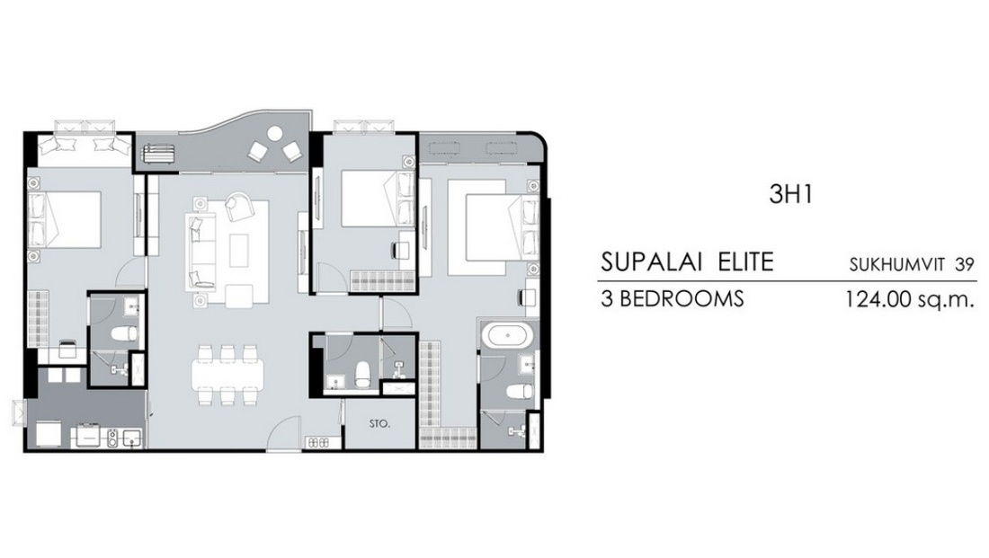 รูป Call : 092-926-2956 (เจ้าของขายเอง) Supalai Elite Sukhumvit 39 ทิศเหนือ 3-Bedroom 3-Bathroom ได้วิวสวนแนวยาวที่ชั้น 5 ราคาเพียง 123,000 บาท/ตารางเมตร - รูปที่ 3/10