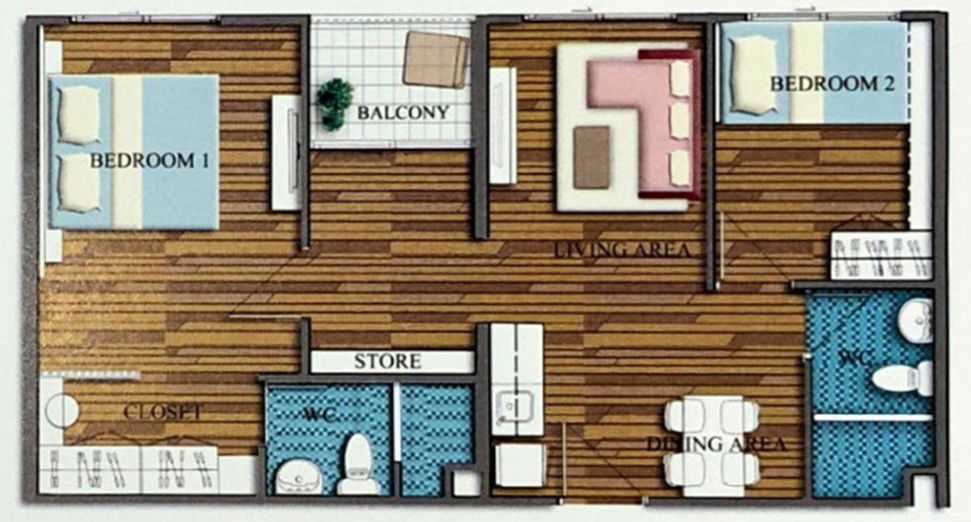 รูป คอนโด The Trust Condo หัวหิน ให้เช่า 15,000 บาทต่อเดือน 2 ห้องนอน 2 ห้องน้ำ เนื้อที่ 57.89 ตรม. - รูปที่ 22/25