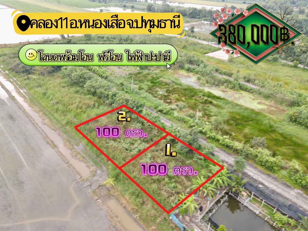 รูป ที่ดินคลอง 11 หนองเสือ ปทุมธานี แปลงเล็กราคาถูก 100 ตรว. เพียง 360,000 บาท - รูปที่ 9/10