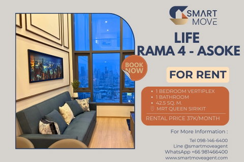รูปภาพ 🔥 For Rent !! high floor 33++, nice view !! 🔥 Code C20251200002.....Life Rama 4 - Asoke, 1 bedroom Vertiplex, 1 bath, furnished, ready to move in