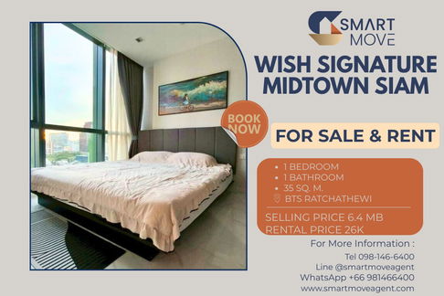 For Sale !! high floor 14++, Good location!! ðĨ Code C20230107486....Wish Signature Midtown Siam, 1 bedroom, 1 bathroom, furnished, Special Deal!!ðĢðĢ