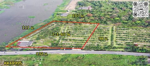 ขายที่สวยริมแม่น้ำท่าจีน 7 ไร่เศษ ชมวิวเต็ม 111 เมตร วิวโค้งน้ำ ด้านข้างติดถนนและคลอง เหมาะทำบ้านหรู โครงการ และซื้อทำกำไร ใกล้วัดท่าไม้ - KK4899S