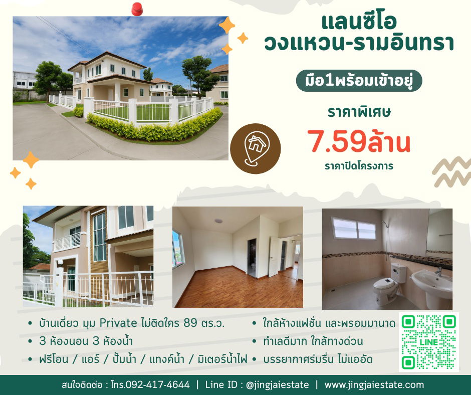 รูป บ้านมือ1 โซนรามอินทรา แลนซีโอ วงแหวน-รามอินทรา ไม่เช็คแบล้คลิสต์ ผ่อนตรงได้ - รูปที่ 1/12