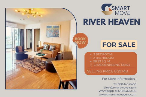 🔥 สำหรับขาย !! ห้องไซส์ใหญ่, ชั้นสูง 22++, ห้องทิศตะวันออก!! 🔥 Code C20221203469.......River Heaven, 3 ห้องนอน, 2 ห้องน้ำ, แต่งครบ, ราคาพิเศษ!!📣📣