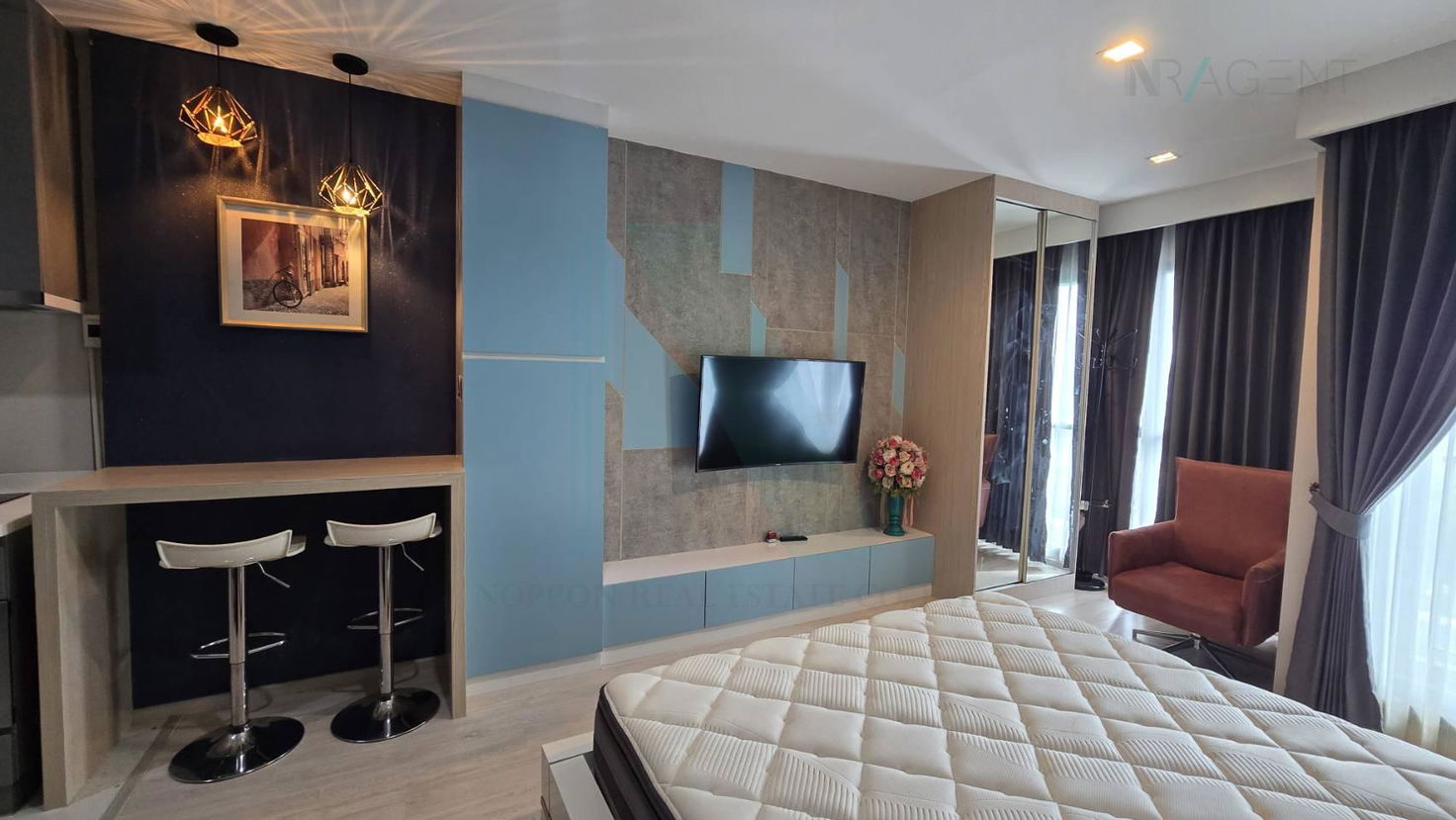 picture ð For Rent Condo RHYTHM RANGNAM Building 1, Floor 12,Studio, Room size 28 sqm - 6/8