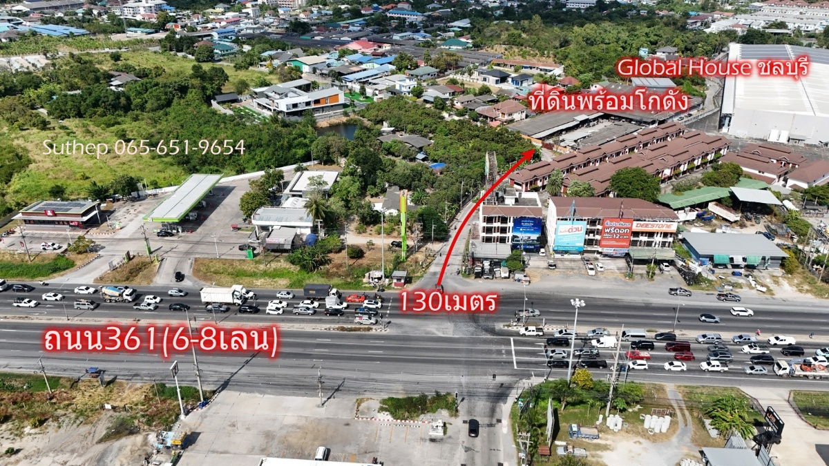 picture Land for Sale: 3-2-74 Rai Red-Zone Commercial Land with Warehouse in Mueang Chonburi, Next to Global House and only 130 m from Road 361 (8-lane) - 3/20