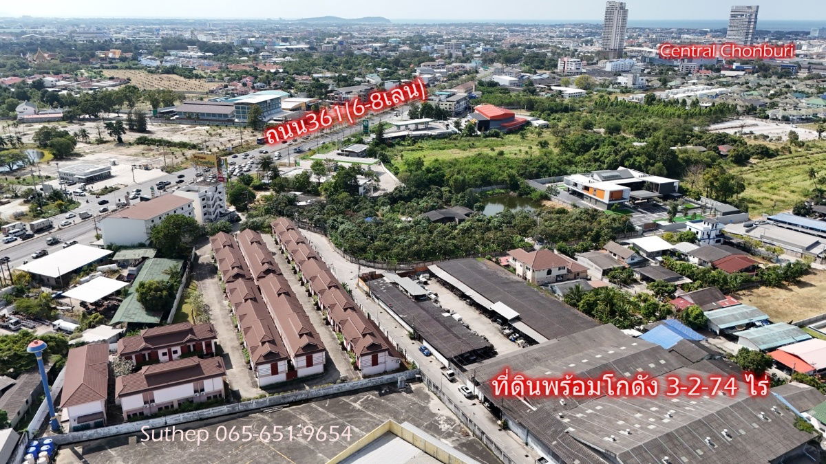 picture Land for Sale: 3-2-74 Rai Red-Zone Commercial Land with Warehouse in Mueang Chonburi, Next to Global House and only 130 m from Road 361 (8-lane) - 9/20