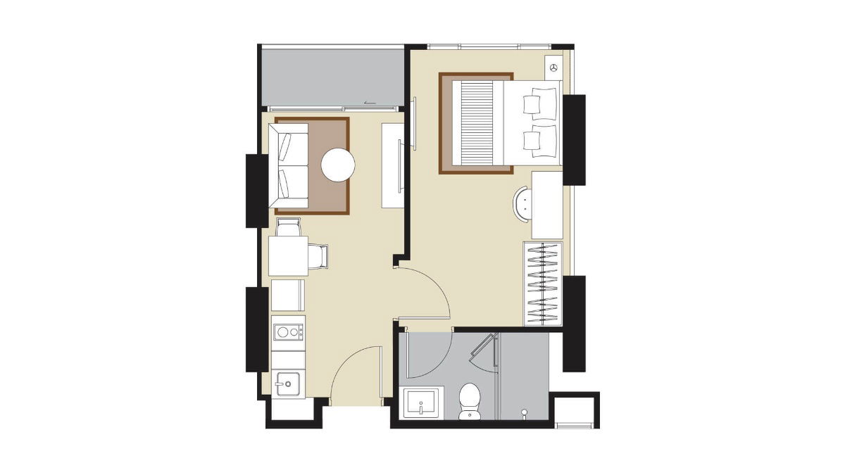 picture ROOM FOR RENT WHIZDOM AVENUE RATCHADA-LADPRAO CONDO, right by Ladprao MRT, Ladprao Rd, 25th Fl. Studio room 35 sqm. 18,000 B/ Month - 15/19