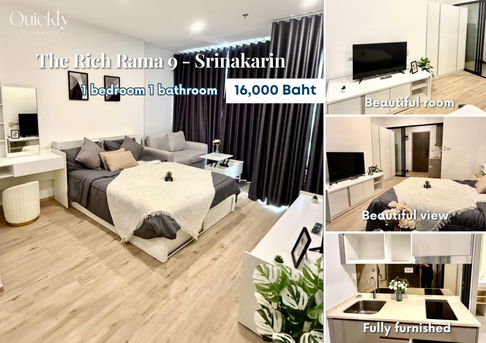 The Rich Rama 9 - Srinakarin | ราคา 16,000 บาท | ห้องสวย วิวดี เฟอร์นิเจอร์ครบ พร้อมอยู่