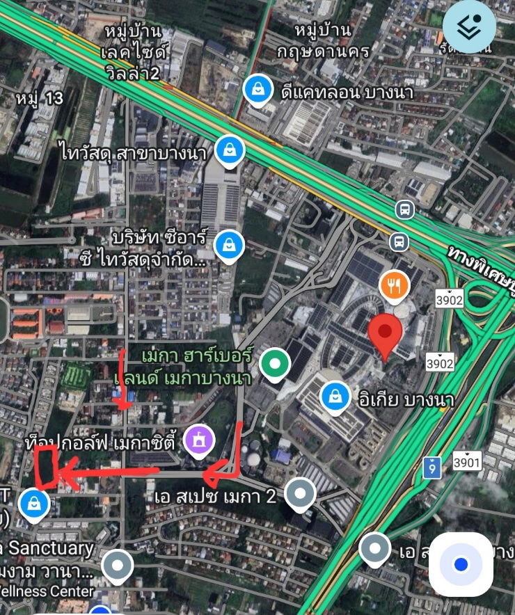 รูป ที่ดินให้เช่าระยะยาว 10-30ปี ขนาด  2-4 ไร่ ติดห้างเมกะบางนา เหมาะทำสนามกีฬา,ร้านค้าอาหาร, โรงเรียนขนาดเล็ก, พื้นที่พาณิชย์เพื่อเช่า - รูปที่ 1/1