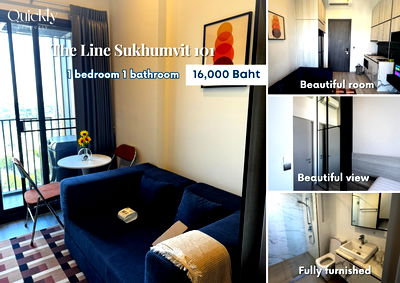 Condos for rent : The Line Sukhumvit 101 | Price 16,000 THB | Beautiful room, great location, fully furnished, ready to move in.