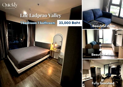 Condos for rent : Life Ladprao Valley | Price 23,000 THB | Beautiful room, great location, fully furnished, ready to move in.