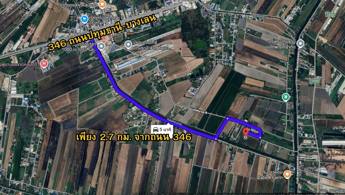 รูป ขายที่ดินแปลงสวย ทำเลดี ใกล้ถนน 346 เพียง 2.7 กม.ลาดหลุมแก้ว บน ถ.เทศบาล 4 -เนื้อที่ 12 ไร่ 3 งาน 87.7 วา2 - รูปที่ 8/8