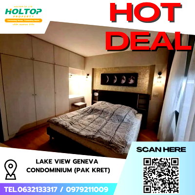 เช่าคอนโด ปากเกร็ด นนทบุรี : #R8257  🎉 161268 ให้เช่าคอนโด Lake View Geneva Condominium (Pak Kret)