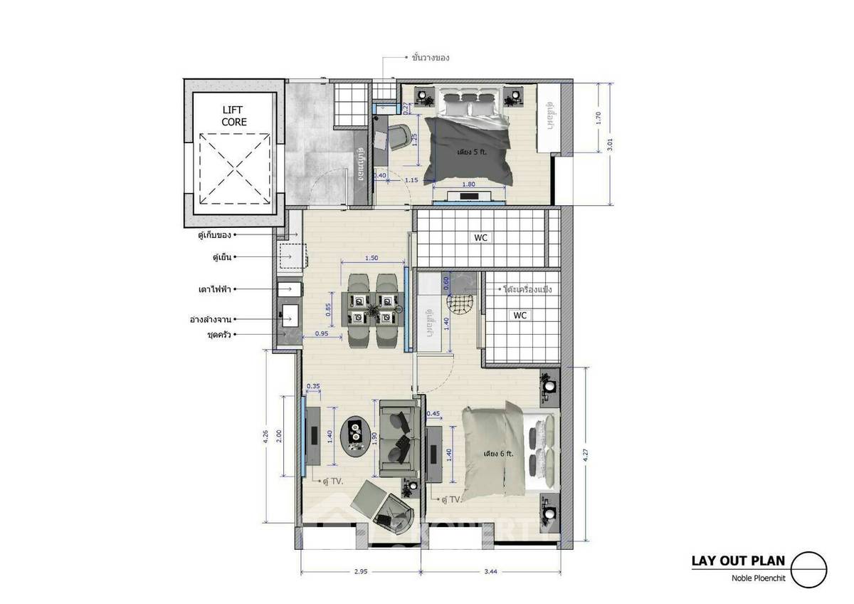 รูป คอนโด 2-ห้องนอน ที่ โนเบิล เพลินจิต ใกล้ BTS เพลินจิต (ID 512468) - รูปที่ 6/6