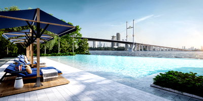 คอนโด โรงเรียนนานาชาติคิงส์คอลเลจกรุงเทพ : 🔥1นอน ห้องกว้าง ขายดาว์นราคาสุดคุ้ม วิวดีมาก  คอนโดใหม่ติดริมแม่น้ำ ทำเลดีๆ ใกล้พระราม 3 ,สาทร,Terminal 21 พระราม 3 @ Nue Riverest Ratburana