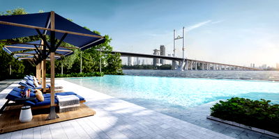 Condos for rent King's College International School Bangkok : New Condo 3 Beds  With Bathtub River View New Room & New Condo Close to Rama 3 and Sathorn area,  Terminal 21 @ Nue Riverest Ratburana