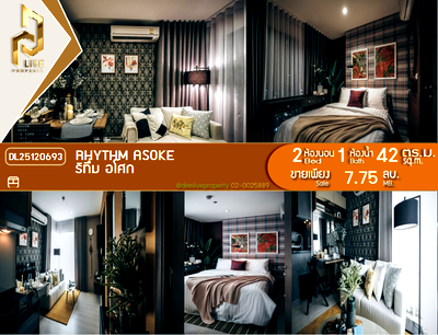 Condos for sale MRT Phetchaburi : DL25120693 Condo for sale, Rhythm Asoke near MRT พระราม 9, ready to move in, call urgently 0653619502 LineID @897iyzll