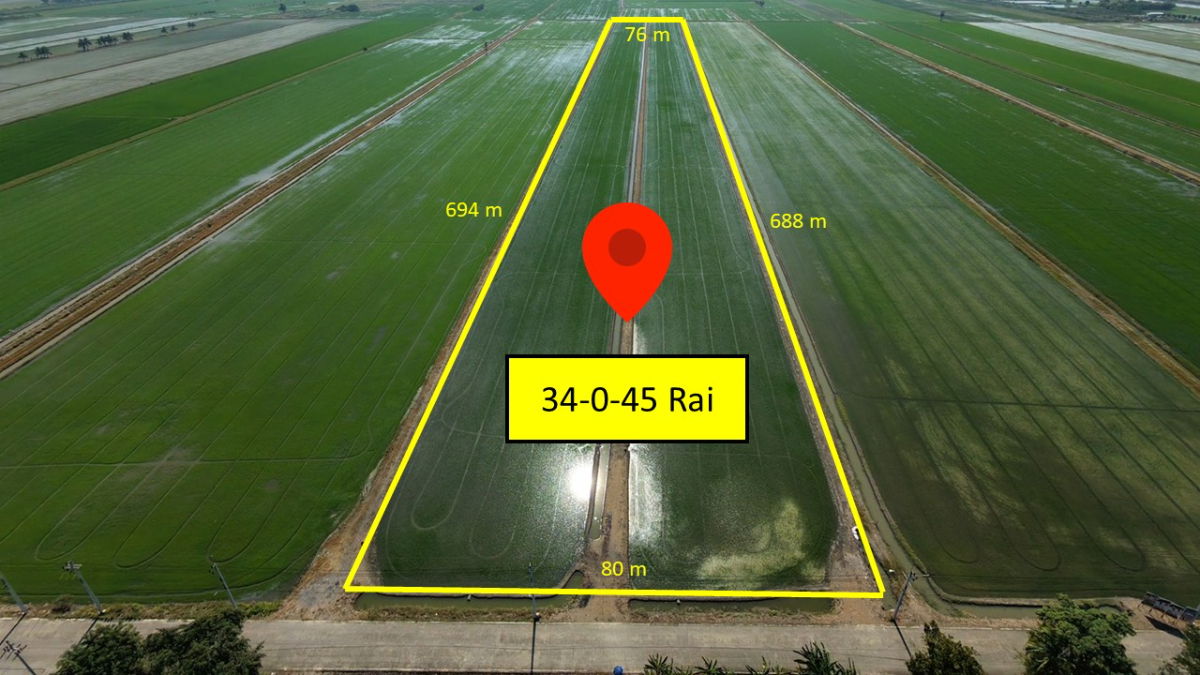 รูป ขายที่ดิน 34-0-45 ไร่ รูปแปลงสี่เหลี่ยมสวย เข้าออกได้หลายทาง ทั้ง กาญจนาภิเษก ราชพฤกษ์ เหมาะกับพัฒนาโครงการจัดสรร ใกล้ถนนปทุมธานี บางเลน 346 - รูปที่ 1/7