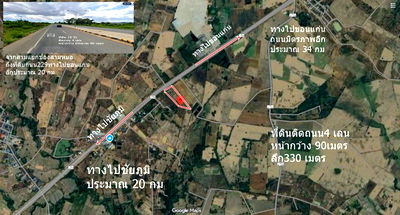 ขายที่ดิน : ขายที่ดิน 15 ไร่ ติดถนนหลวง4 เลน ขอนแก่น-ชัยภูมิเหมายกแปลง5.5 ล้าน
