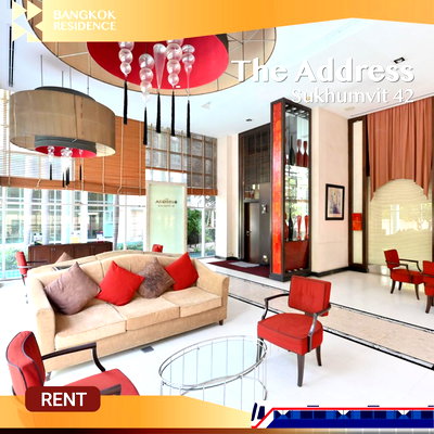 คอนโดให้เช่า :  The Address Sukhumvit42 🛋️เฟอร์ & เครื่องใช้ไฟฟ้าครบ พร้อมอยู่ ราคาดีในย่านเอกมัย💥 ใกล้ BTS เอกมัย 
