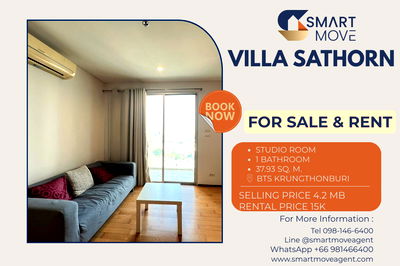 Condos for sale : 🔥 For Sale  !! high floor 24++, ICONSIAM view!! 🔥 Code C20221204194...Villa Sathorn, Studio, 1 bath, furnished, ready to move in, Special Deal!!📣📣
