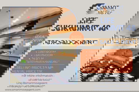 🔥 สำหรับขาย- เช่า !!🔥 Code C20240200498..........Life Sukhumvit 48, 1 ห้องนอน, 1 ห้องน้ำ, แต่งครบ, พร้อมเข้าอยู่, ราคาพิเศษ!!📣📣