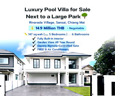 Houses for sale Mee Chok Plaza  : New Pool Villa House for Sale in Rinlada, San Sai, Chiang Mai (Move-In Ready)