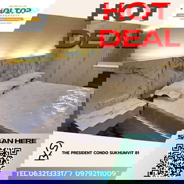 #Z3853💥 241268 🔥ให้เช่าคอนโด The President Condo Sukhumvit 81