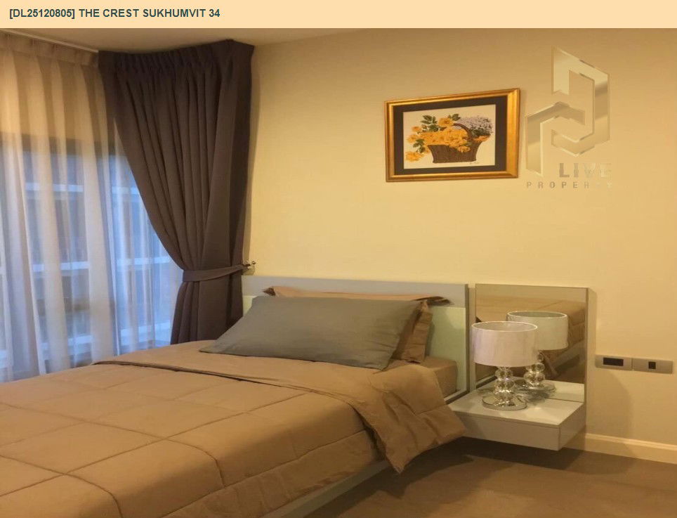รูป DL25120805 ให้เช่าคอนโด เดอะ เครสท์ สุขุมวิท 34 (The Crest Sukhumvit 34) ใกล้ BTS ทองหล่อ พร้อมเข้าอยู่ โทรด่วน 0614453194 LineID @162cjixi - รูปที่ 6/8