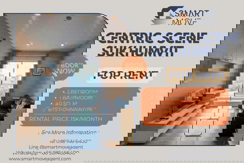  Rent !! pool view / city view, high floor 14+, Good location!! Code C20230103859...Centric Scene Sukhumvit, 1 bed, 1 bath, furnished, ready to move in