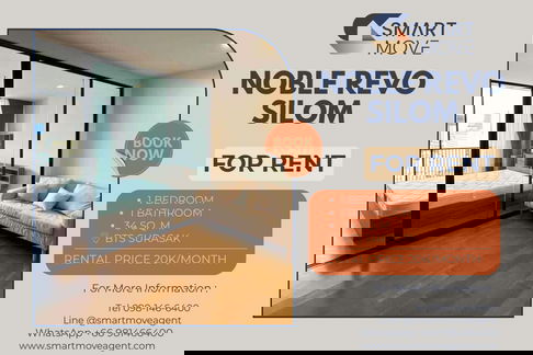 🔥 For Rent !! high floor 18++, Good location!! 🔥 Code C20251200049..........Noble Revo Silom, 1 bedroom, 1 bathroom, furnished, ready to move in📣📣