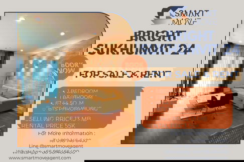 ขาย- เช่า !! ทำเลทอง, ตกแต่งสไตล์โมเดิร์น, มีอ่างอาบน้ำ!! 🔥 Code C20251200046...Bright Sukhumvit 24, 1 นอน, 1 น้ำ Duplex, แต่งครบ,  ราคาพิเศษ!!📣