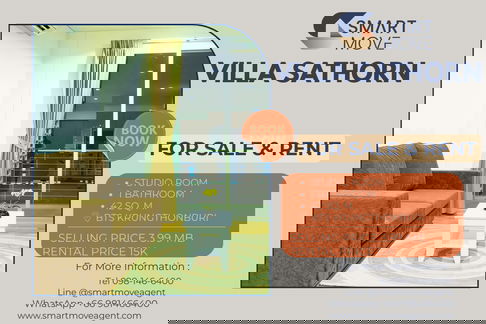 🔥 สำหรับขาย- เช่า !! ห้องอยู่ทางทิศใต้, ทำเลดี!! 🔥 Code C20221204170...Villa Sathorn, สตูดิโอ, 1 ห้องน้ำ, แต่งครบ, พร้อมเข้าอยู่, ราคาพิเศษ!!📣📣