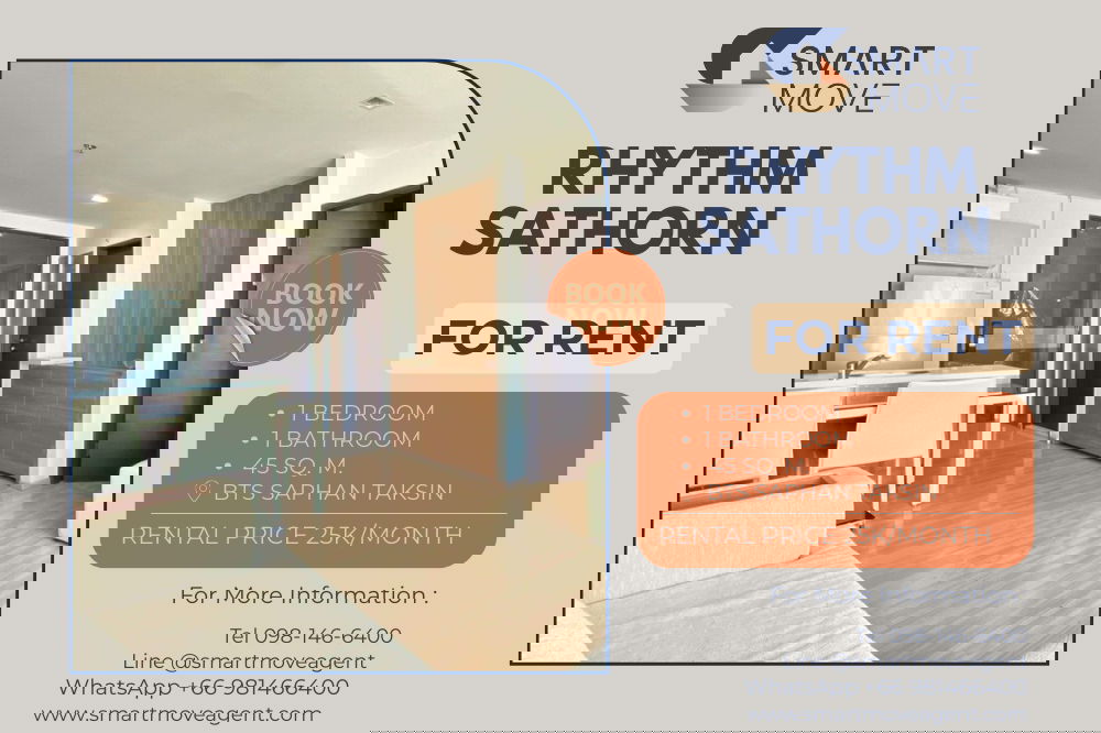 รูป 🔥 สำหรับเช่า !! ชั้นสูง 31++, คอนโดวิวแม่น้ำ, ส่วนกลางวิวแม่น้ำ!! 🔥 Code C20221201104...Rhythm Sathorn, 1 ห้องนอน, 1 ห้องน้ำ, แต่งครบ, พร้อมเข้าอยู่ - รูปที่ 1/7