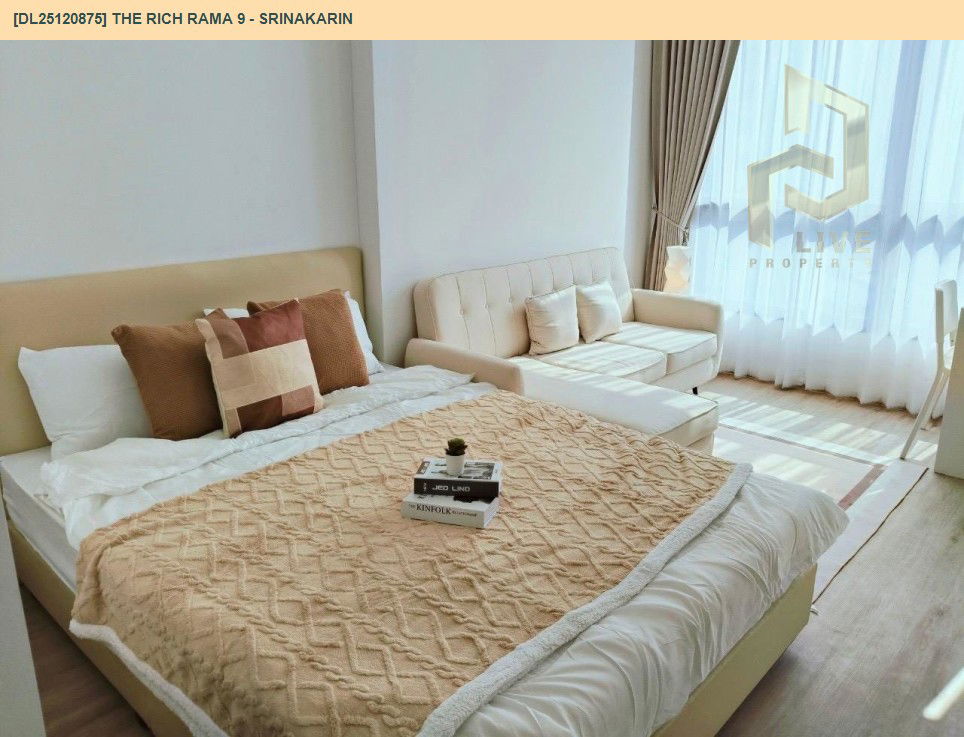 รูป DL25120875 ให้เช่าคอนโด เดอะริช พระราม 9 - ศรีนครินทร์ (The Rich Rama 9 - Srinakarin) ใกล้ AIRPORT RAIL LINK หัวหมาก พร้อมเข้าอยู่ โทรด่วน 0800343450 LineID @655ebbvc - รูปที่ 2/6