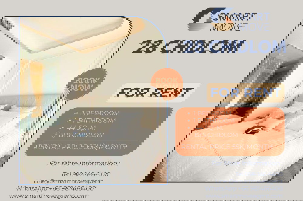 รูป 🔥 สำหรับเช่า !! วิวสวน, ชั้นสูง 24++, ตกแต่งสไตล์โมเดิร์น !! 🔥 Code C20250100014........28 Chidlom, 1 ห้องนอน, 1 ห้องน้ำ, แต่งครบ, พร้อมเข้าอยู่📣📣 - รูปที่ 1/22