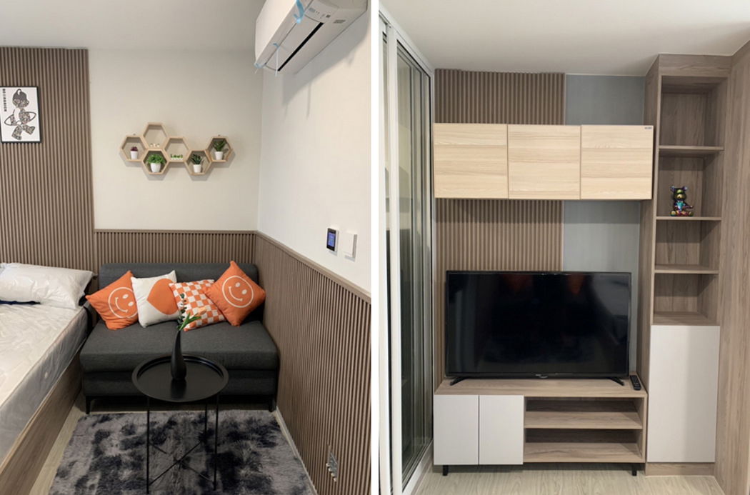 รูป Call : 091-545-5346 Condo Kave Town Island ติดมหาวิทยาลัยกรุงเทพ รังสิต 22.60 ตารางเมตร 1 ห้องนอน ชั้น5 ตึก D ทิศเหนือ ตกแต่งครบ (ขายพร้อมผู้เช่า) - รูปที่ 2/13