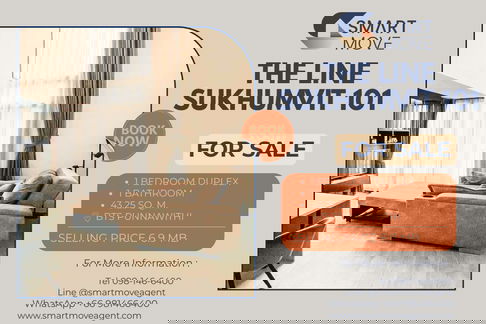 ขายพร้อมผู้เช่า ! เพดานสูง, ชั้นสูง 36+, ทำเลดี, ส่วนกลางอลังการ! Code C20230900884...The Line Sukhumvit 101, 1 นอน, 1 น้ำ Duplex, แต่งครบ, ราคาพิเศษ!