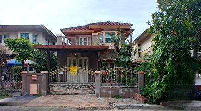 บ้านแฝด บางกรวย นนทบุรี : ขายบ้านแฝดมือสองนนทบุรี โครงการ ชวนชื่น ปิ่นเกล้า-วงแหวน เนื้อที่ 38.50 ตร.ว. ใกล้รถไฟฟ้าสายสีม่วงสถานีตลาดบางใหญ่