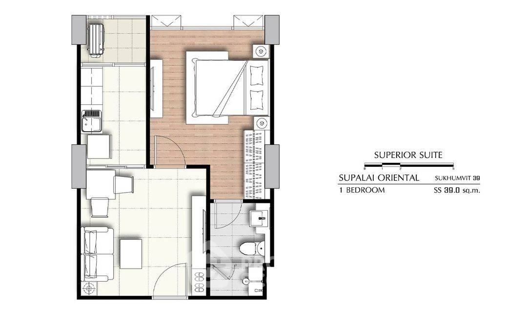 รูป คอนโด 1-ห้องนอน ที่ ศุภาลัย โอเรียนทัล สุขุมวิท 39 ใกล้ MRT เพชรบุรี (ID 1331165) - รูปที่ 8/8