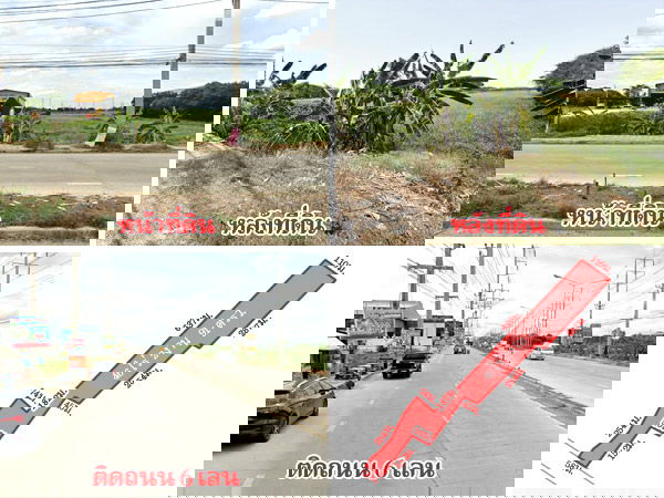 รูป ที่ดินติดถนน บางกรวย-ไทรน้อย 46 ไร่กว่า ใกล้ตลาดพงศ์ไพบูลย์ แหล่งชุมชน เดินทางสะดวก - รูปที่ 1/1