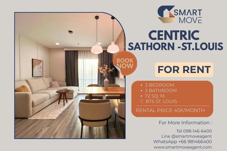 เช่า ! ห้องไซส์ใหญ่, ชั้นสูง 19+, พร้อมที่จอดรถ fixed , ทำเลดี!!  Code C20251200058....Centric Sathorn - St.Louis, 2 นอน, 2 น้ำ, แต่งครบ