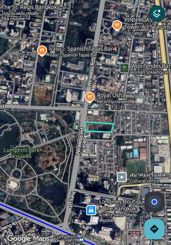 รูป ขายที่ดินติดถนนวิทยุ เนื่อที่ 7-2-42.4 ไร่ (3,042.4 ตารางวา) - รูปที่ 2/3