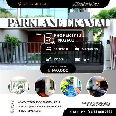 เช่าทาวน์โฮม เขตวัฒนา : □■ Brand-new Luxury pool villa in Ekamai 22 Glamously decorated 3 BR 5 BH 39 SQW and 450 SQM of utilization for  Rental■□