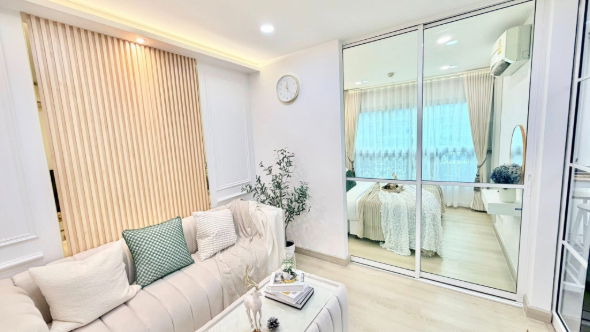 รูป ว่างพร้อมอยู่แล้วว!! Fully furnished เครื่องใช้ไฟฟ้าครบ ดี คอนโด รามคำแหง 9 อาคาร B ชั้น 1 - รูปที่ 1/17