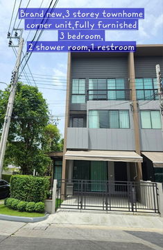 🏡✨ Baan Klang Muang Rama 9 – Krungthep Kreetha ✨🏡  Brand-New 3-Storey Corner Townhome for Rent