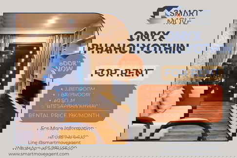 🔥 For Rent !!big size, Good location!! 🔥 Code C20230201756..........Onyx Phaholyothin, 1 bedroom, 1 bathroom, furnished, ready to move in📣📣