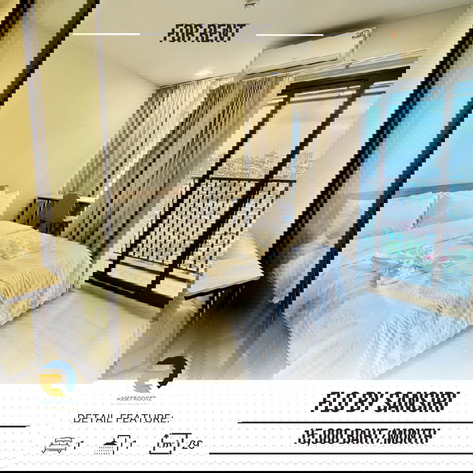 รูป ให้เช่า " FLO by Sansiri "ห้องใหม่ เฟอร์นิเจอร์ครบ พร้อมเข้าอยู่ >> LineID:@assetrootz - รูปที่ 1/4