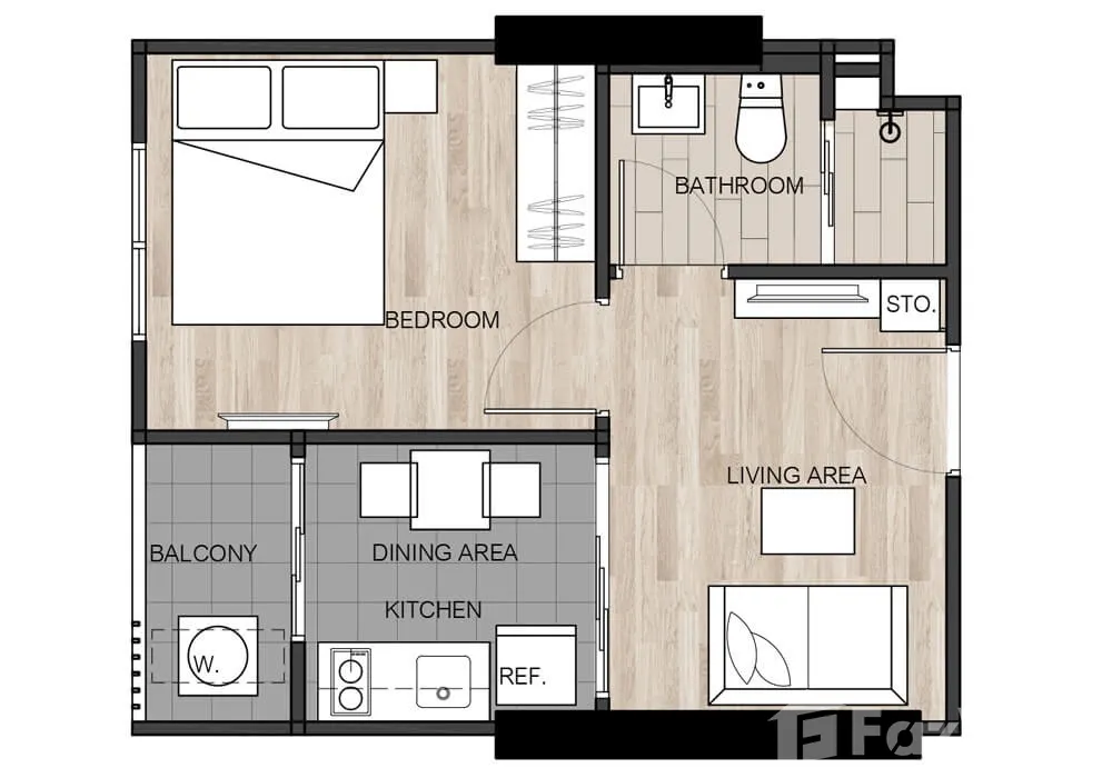 รูป ขาย คอนโด 1 ห้องนอน ในโครงการ เดอะ เบส การ์เด้น พระราม 9 5957492 - รูปที่ 8/8